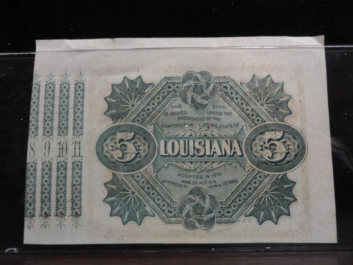 STATE OF LOUISIANA FIVE DOLLAR BOND