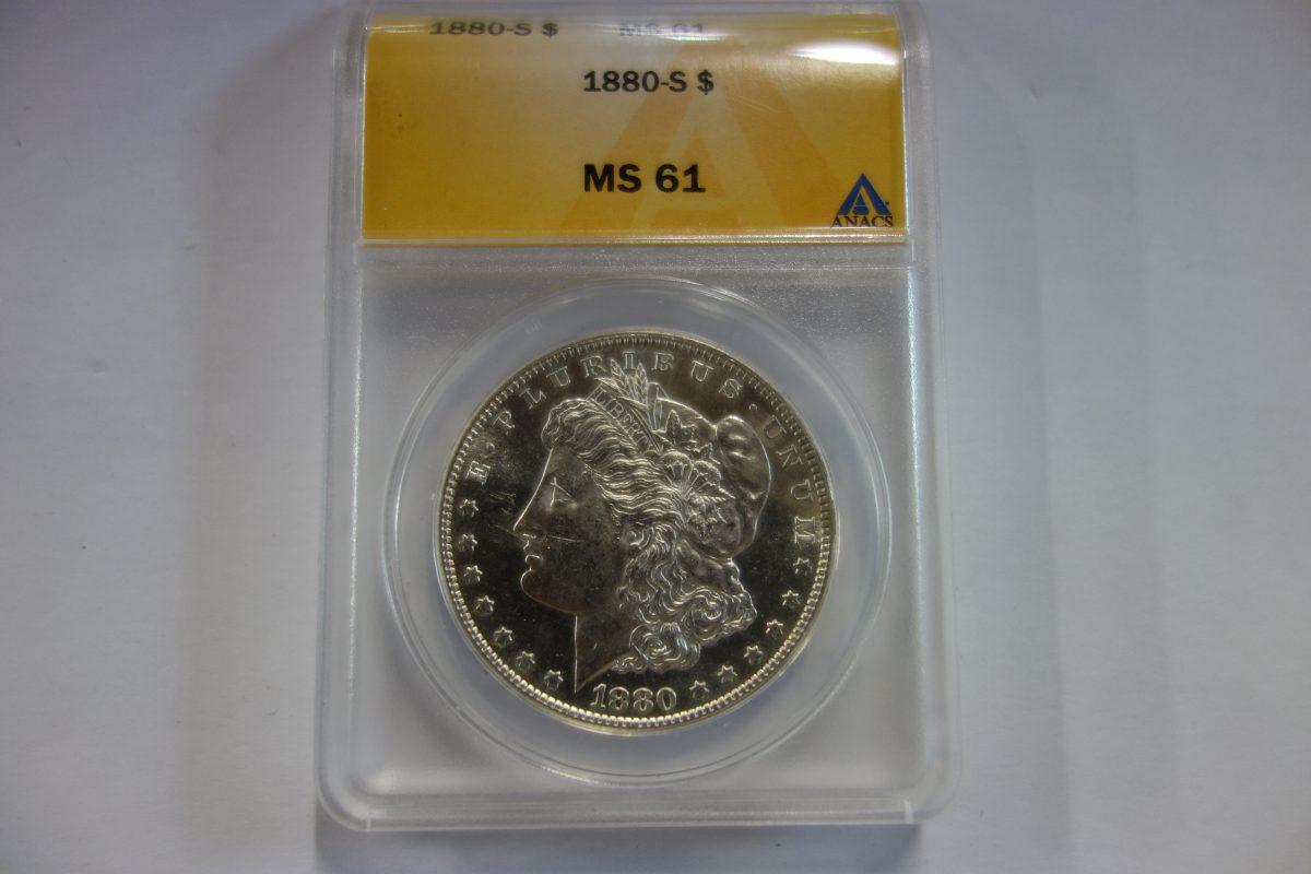 ANACS GRADED MS61 1880-S MORGAN SILVER DOLLAR