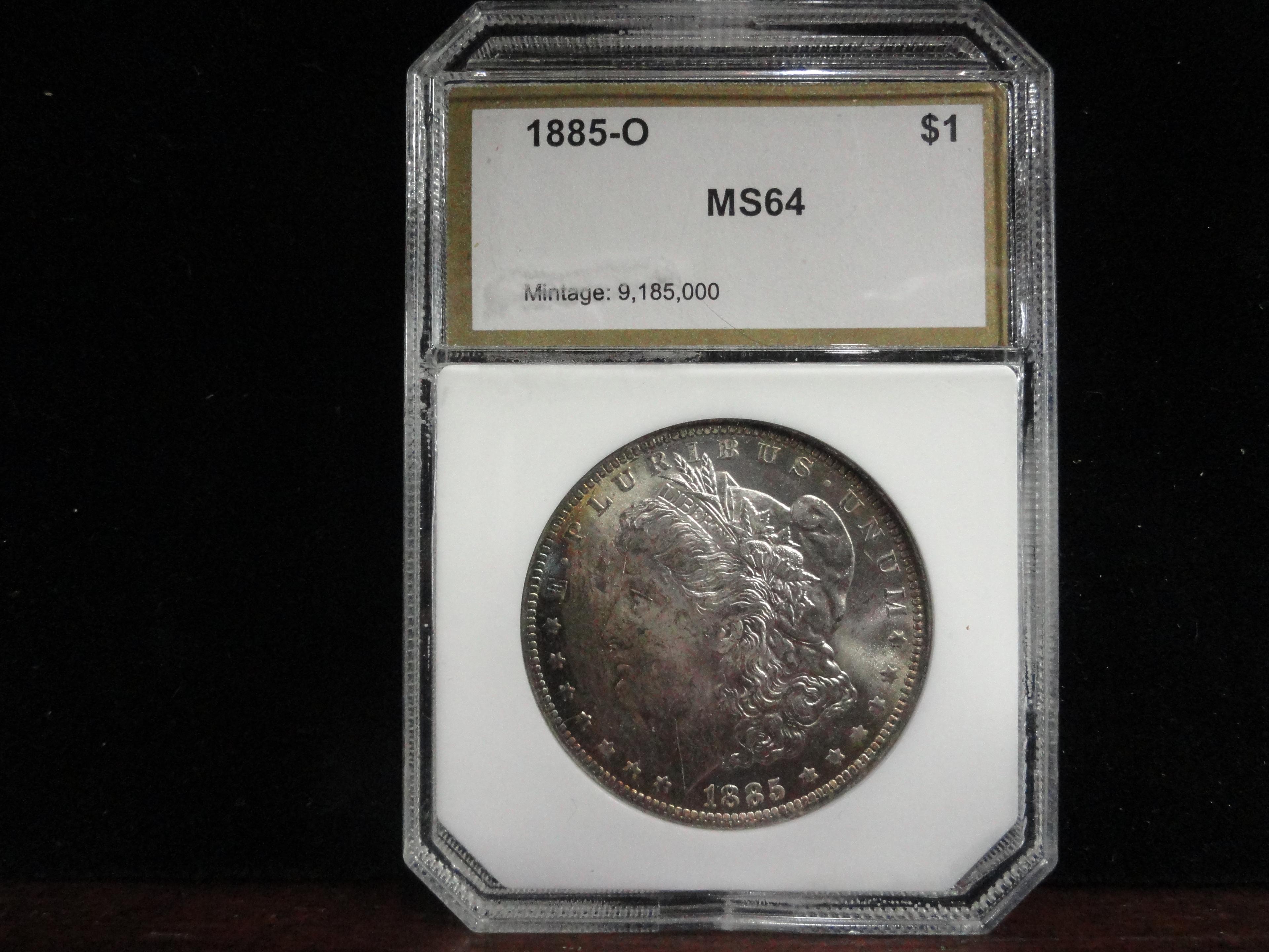 PCI GRADED MS64 1885-O MORGAN SILVER DOLLAR