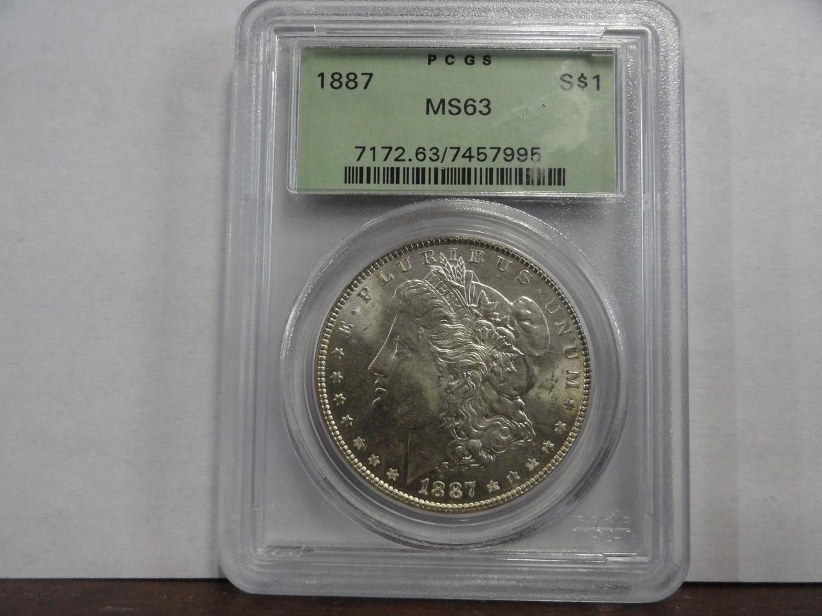 PCGS GRADED MS63 1887 MORGAN SILVER DOLLAR