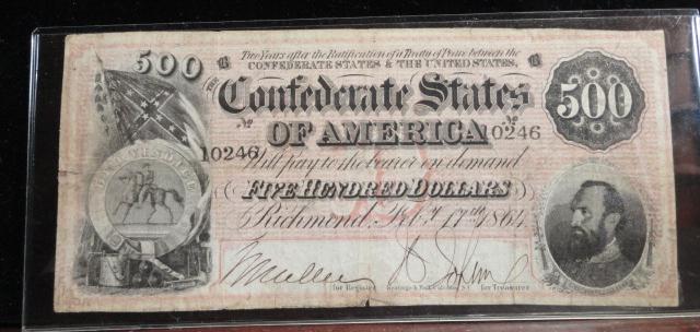 CONFEDERATE STATES OF AMERICA 1864 500 DOLLAR NOTE