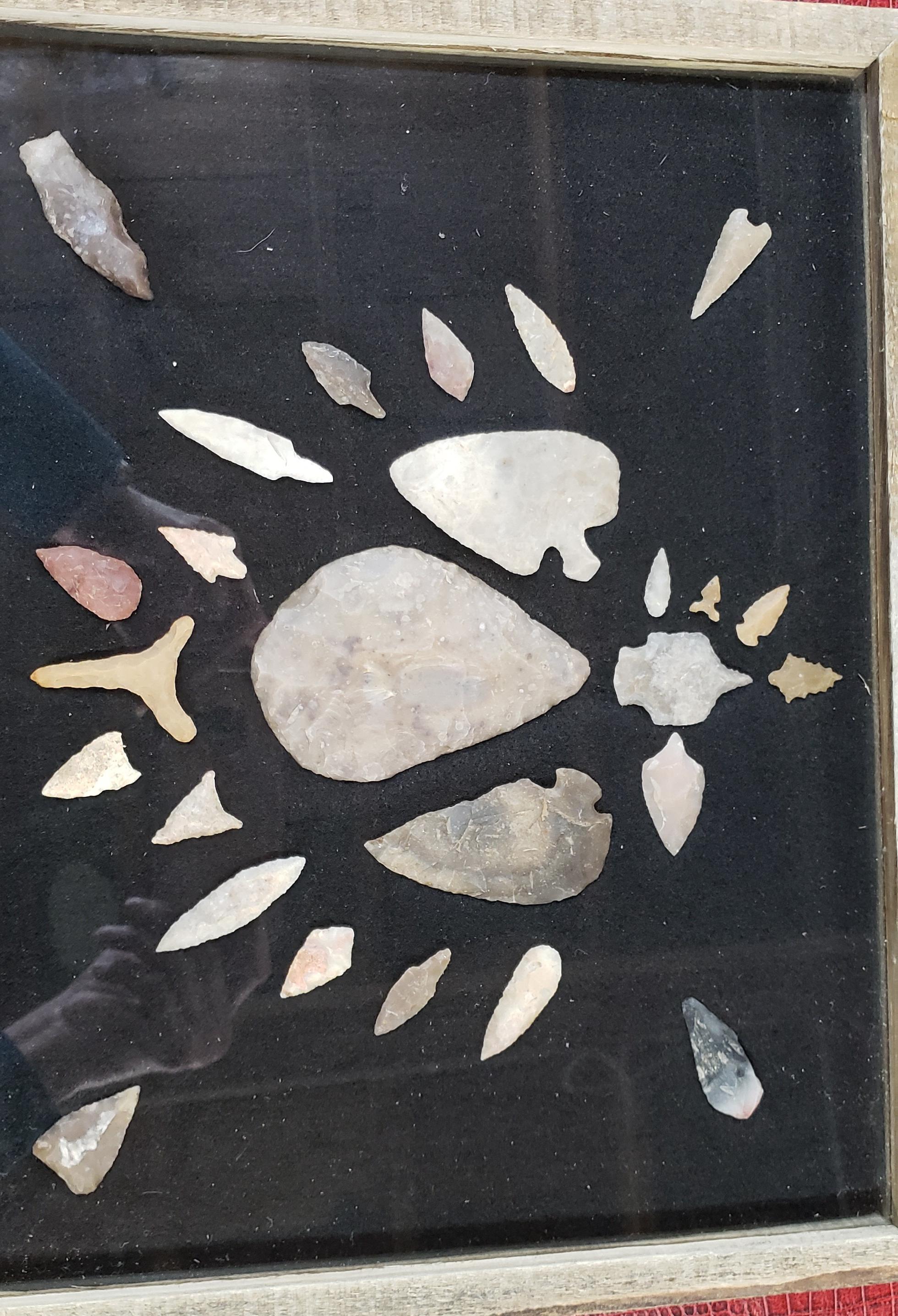 FRAMED GROUP OF ARROWHEADS: TEXAS FINDS