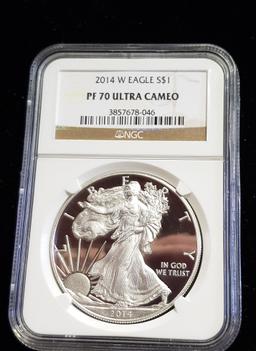 NGC GRADED PF70 ULTRA CAMEO 2014-W SILVER EAGLE