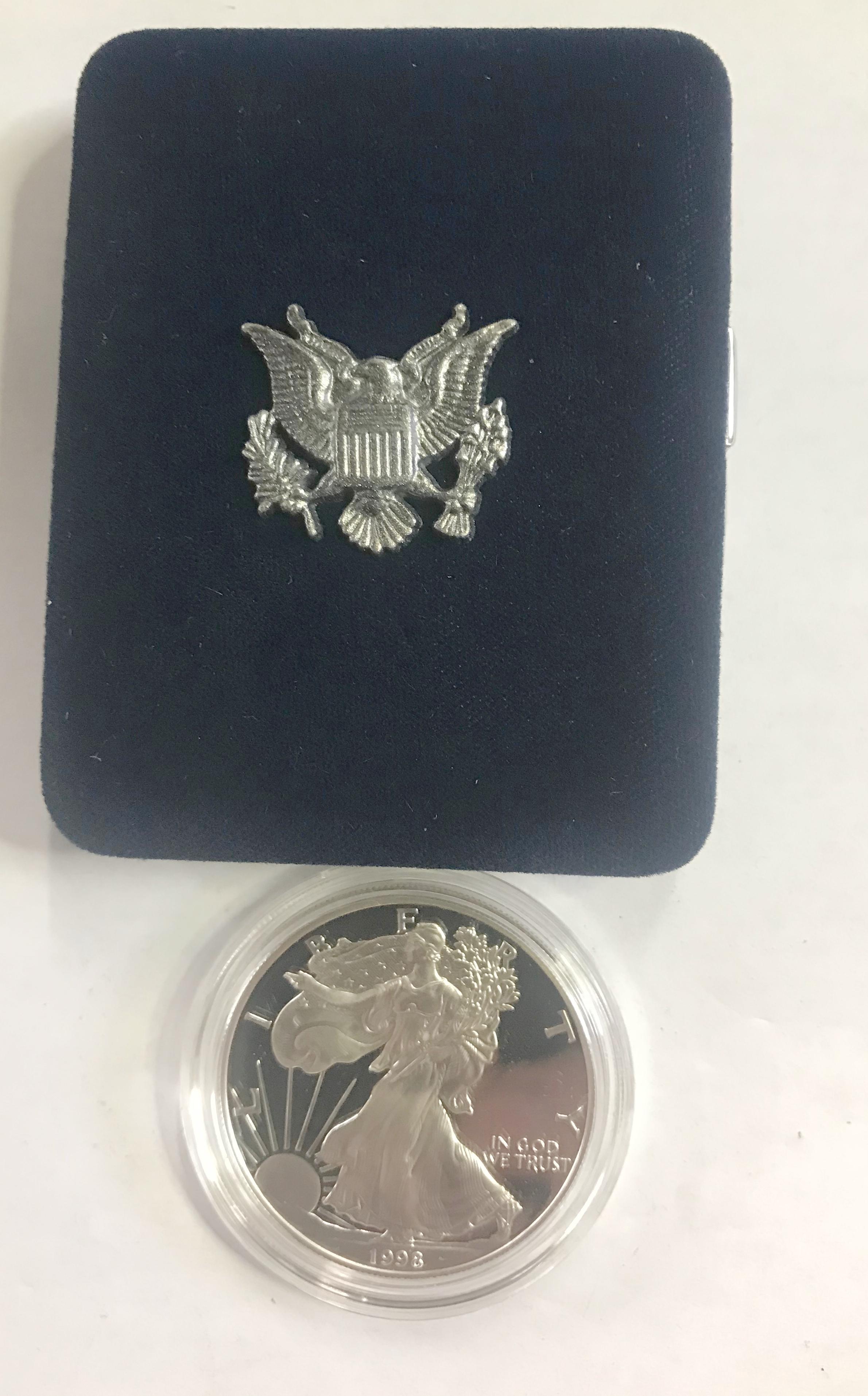 1998 PROOF SILVER AMERICAN EAGLE, ONE TROY OUNCE,