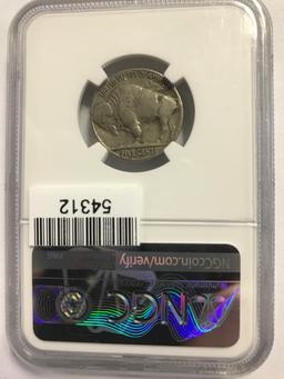 NGC GRADED VF20 1937-D THREE LEG BUFFALO 5¢