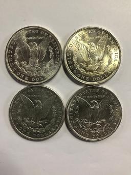 (4) BU MORGAN SILVER DOLLARS: 1889, 1896, 1904-O, 1921