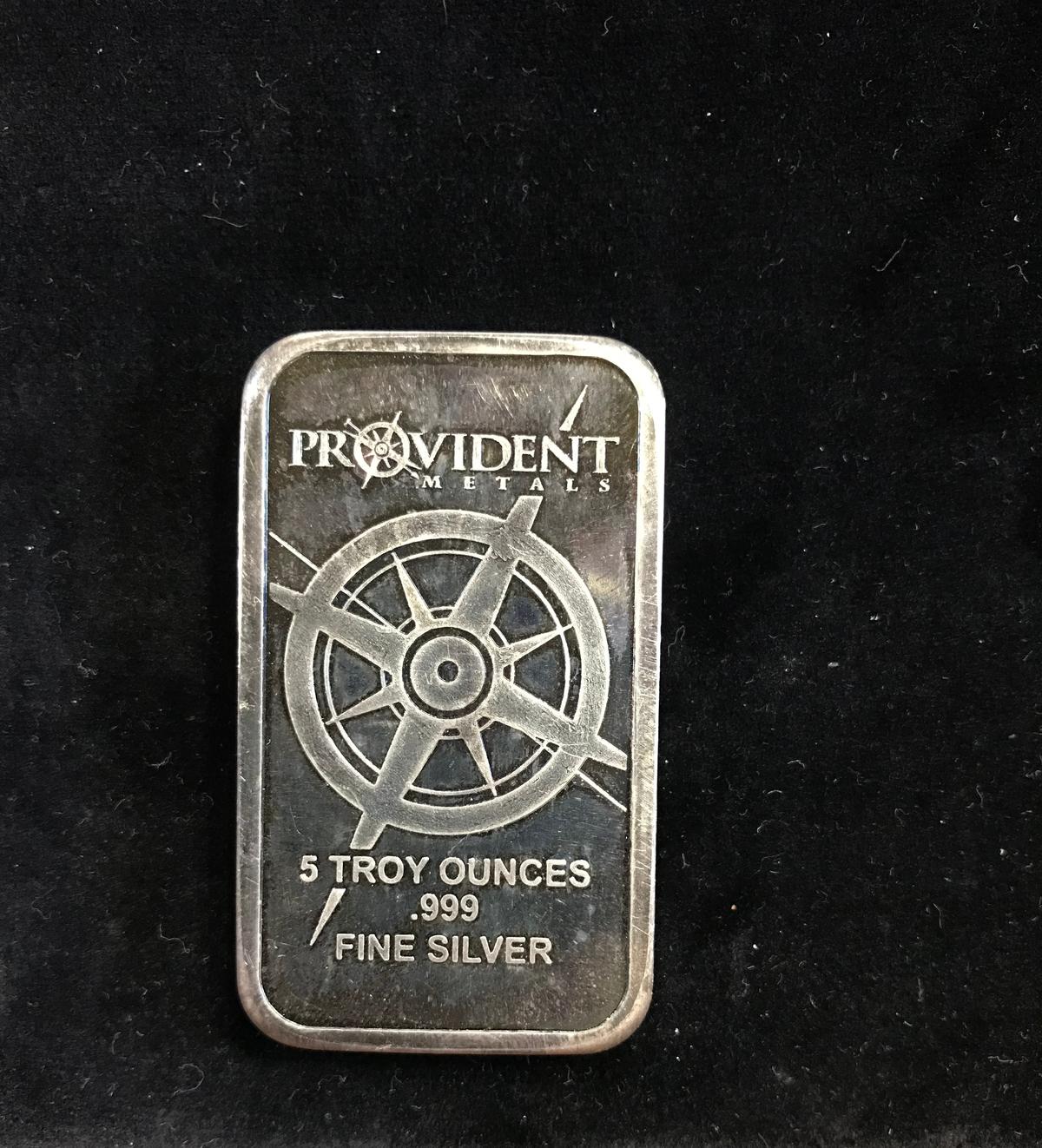 PROVIDENT METAL 5 TROY OUNCES .999 FINE SILVER BAR