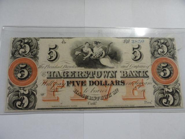 HAGERSTOWN BANK FIVE DOLLAR NOTE