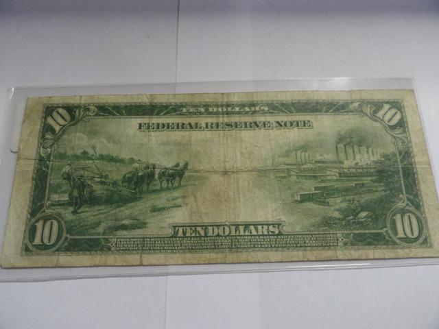 SERIES OF 1914 $10 FEDERAL RESERVE NOTE, DALLAS, WHITE/MELLON FRN947-VF