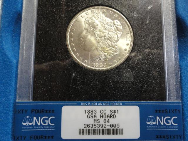 NGC GRADED MS64 GSA HOARD 1883-CC MORGAN SILVER DOLLAR