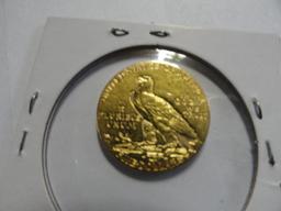 AU+ 1909 FIVE DOLLAR GOLD INDIAN COIN
