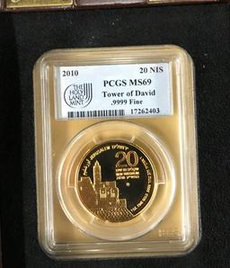 PCGS GRADED MS69 2010 TOWER OF DAVID 1 OUNCE 9999 FINE GOLD COIN