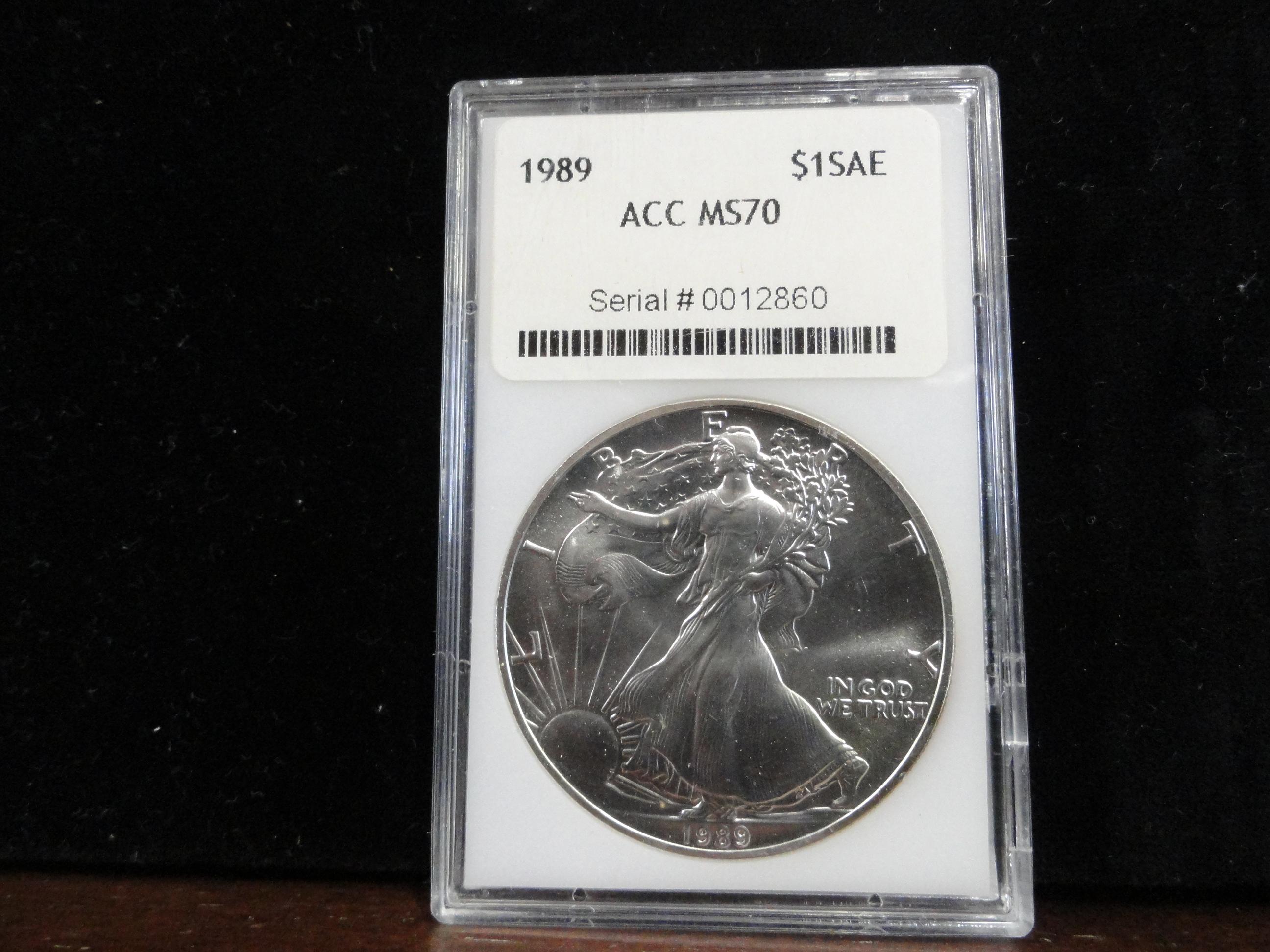 ACC GRADED MS70 1989 SILVER AMERICAN EAGLE