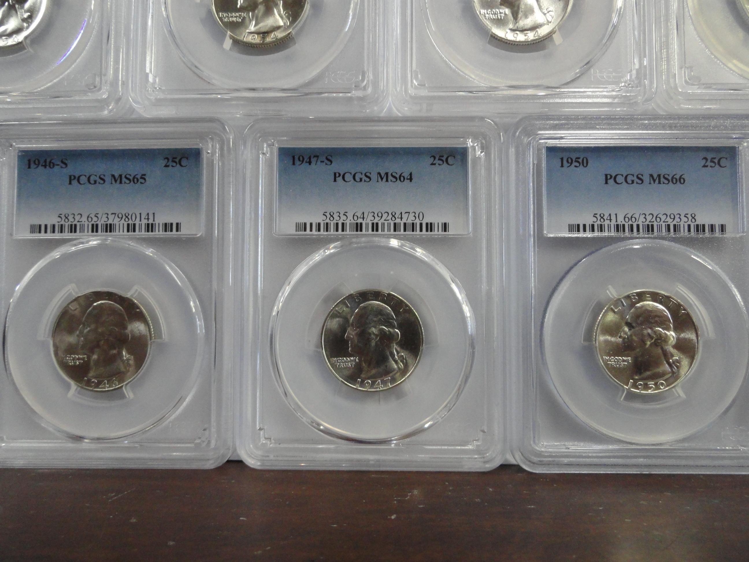 (7) PCGS GRADED WASHINGTON 25¢: