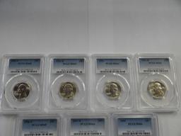 (7) PCGS GRADED WASHINGTON 25¢: