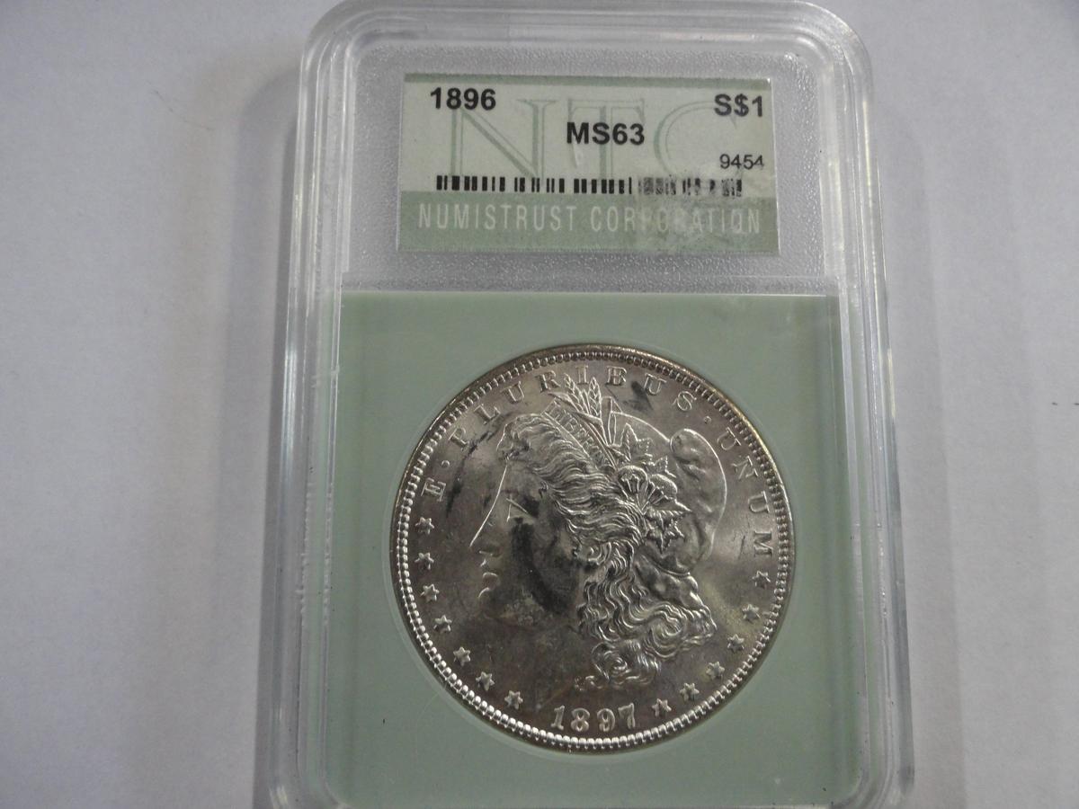 NTC GRADED MS63 1896 MORGAN SILVER DOLLAR