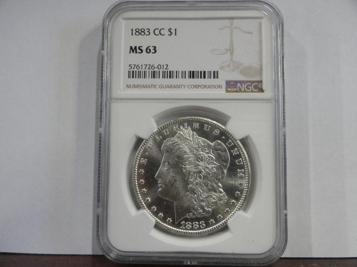 NGC GRADED MS63 1883-CC MORGAN SILVER DOLLAR