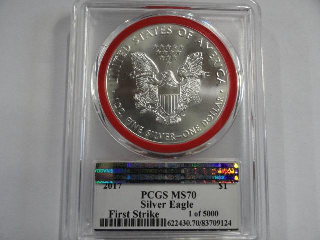 PCGS GRADED MS70 2017 SILVER EAGLE DONALD TRUMP 45TH PRESIDENTIAL INAUGURATION FIRST STRIKE 1 OF 500