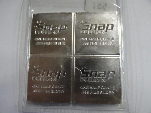 (4) SNAP BULLION .999 FINE SILVER HALF OUNCE SNAPS