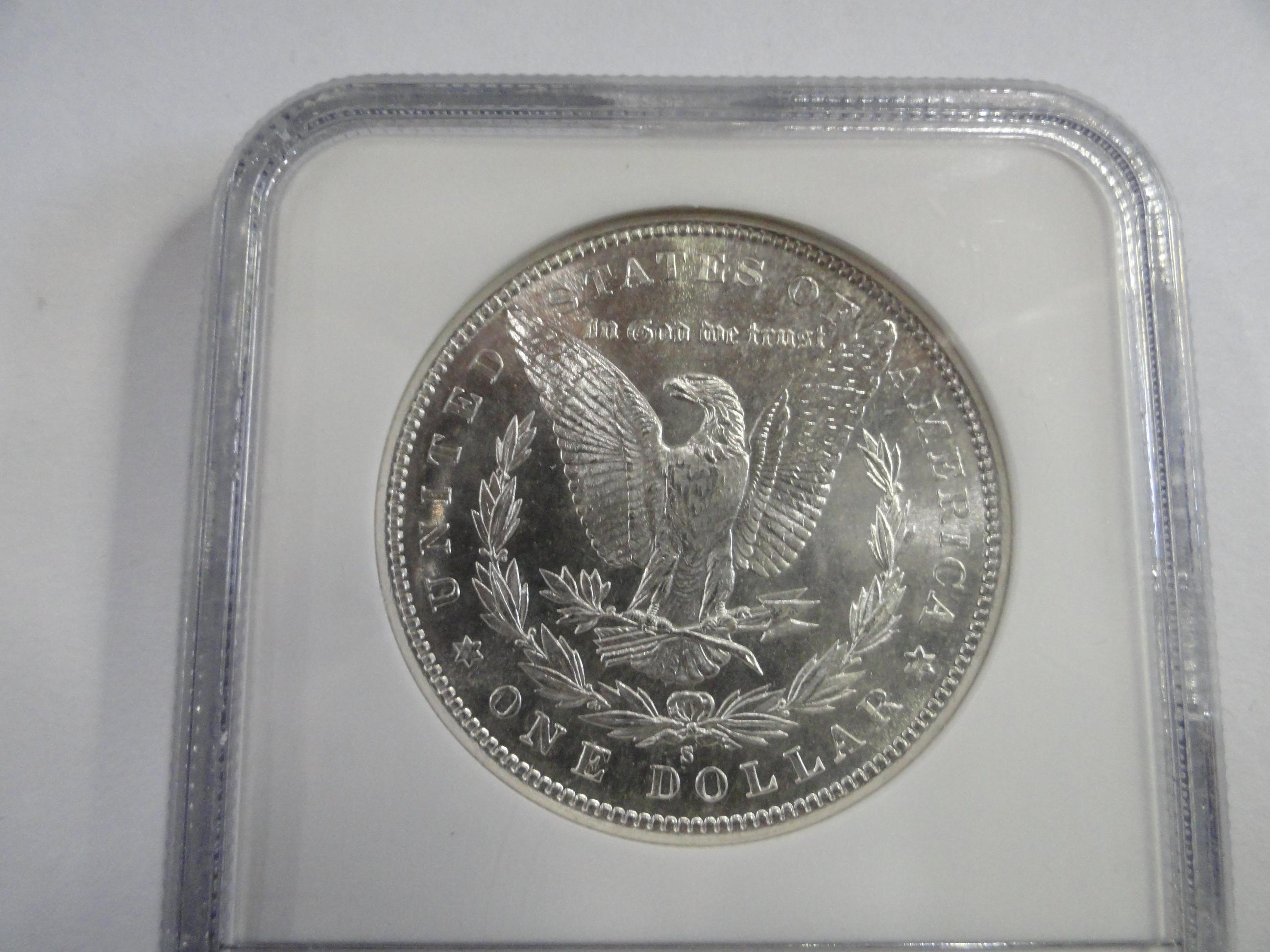 NGC BRILLIANT UNCIRCULATED 1882-S MORGAN SILVER DOLLAR