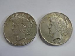 (2) PEACE SILVER DOLLARS, 1922 & 1922-D