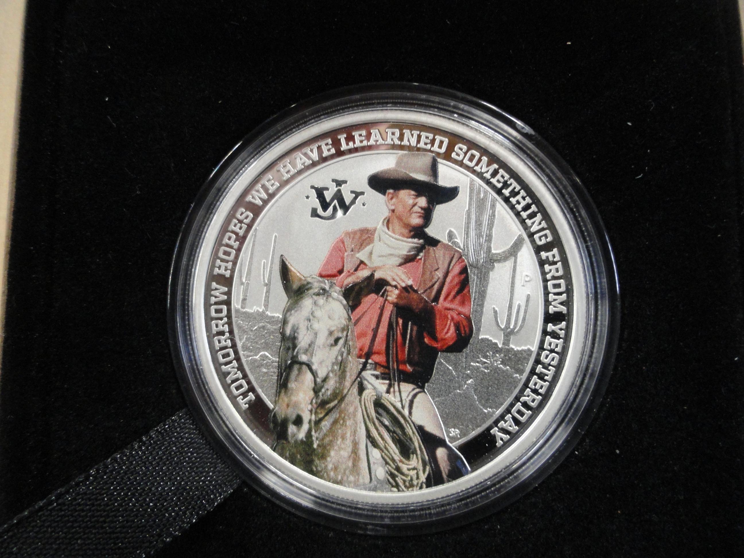 1 TROY OZ 99.99 SILVER ONE DOLLAR COLORIZED JOHN WAYNE