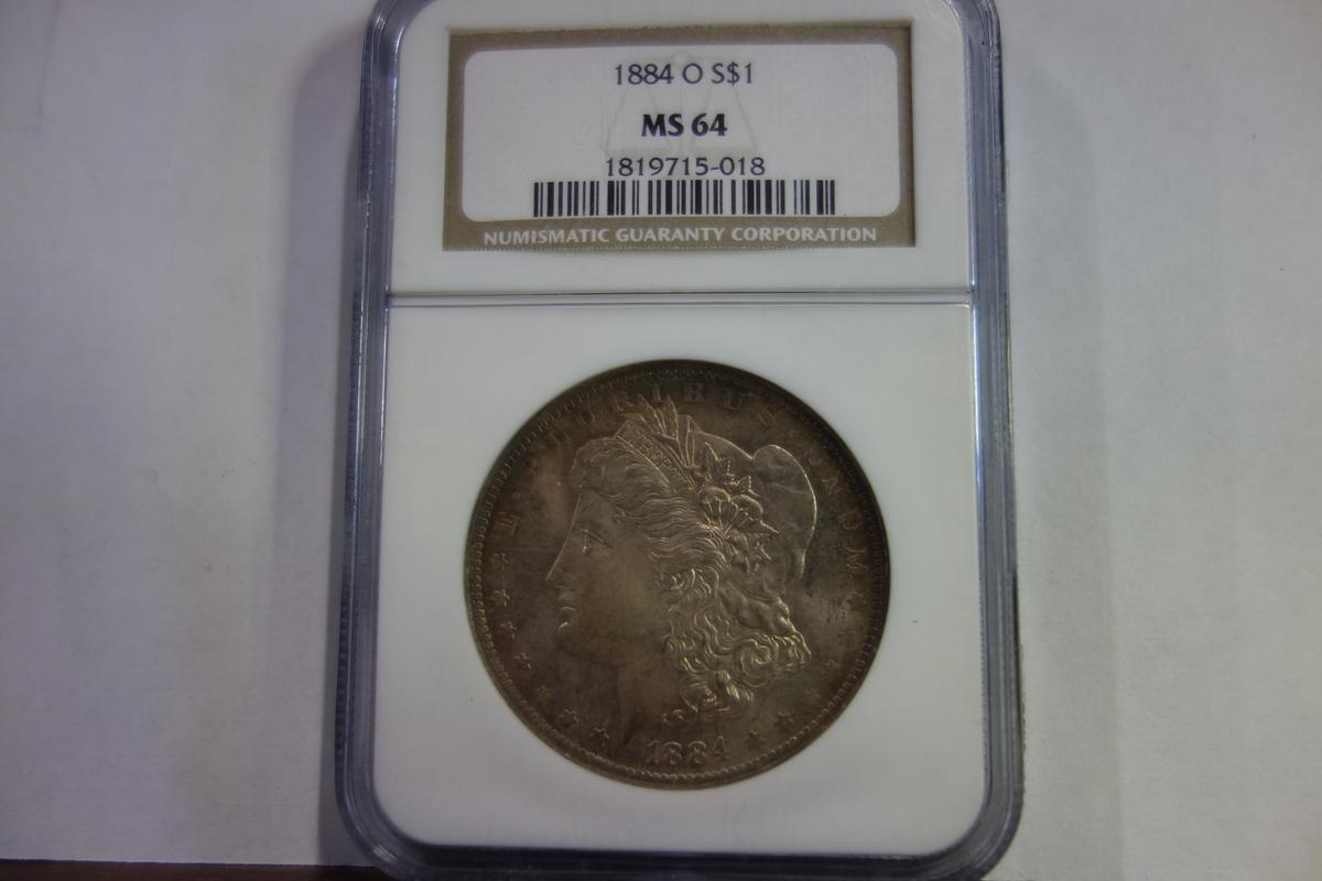 NGC GRADED MS64 1884-O MORGAN SILVER DOLLAR