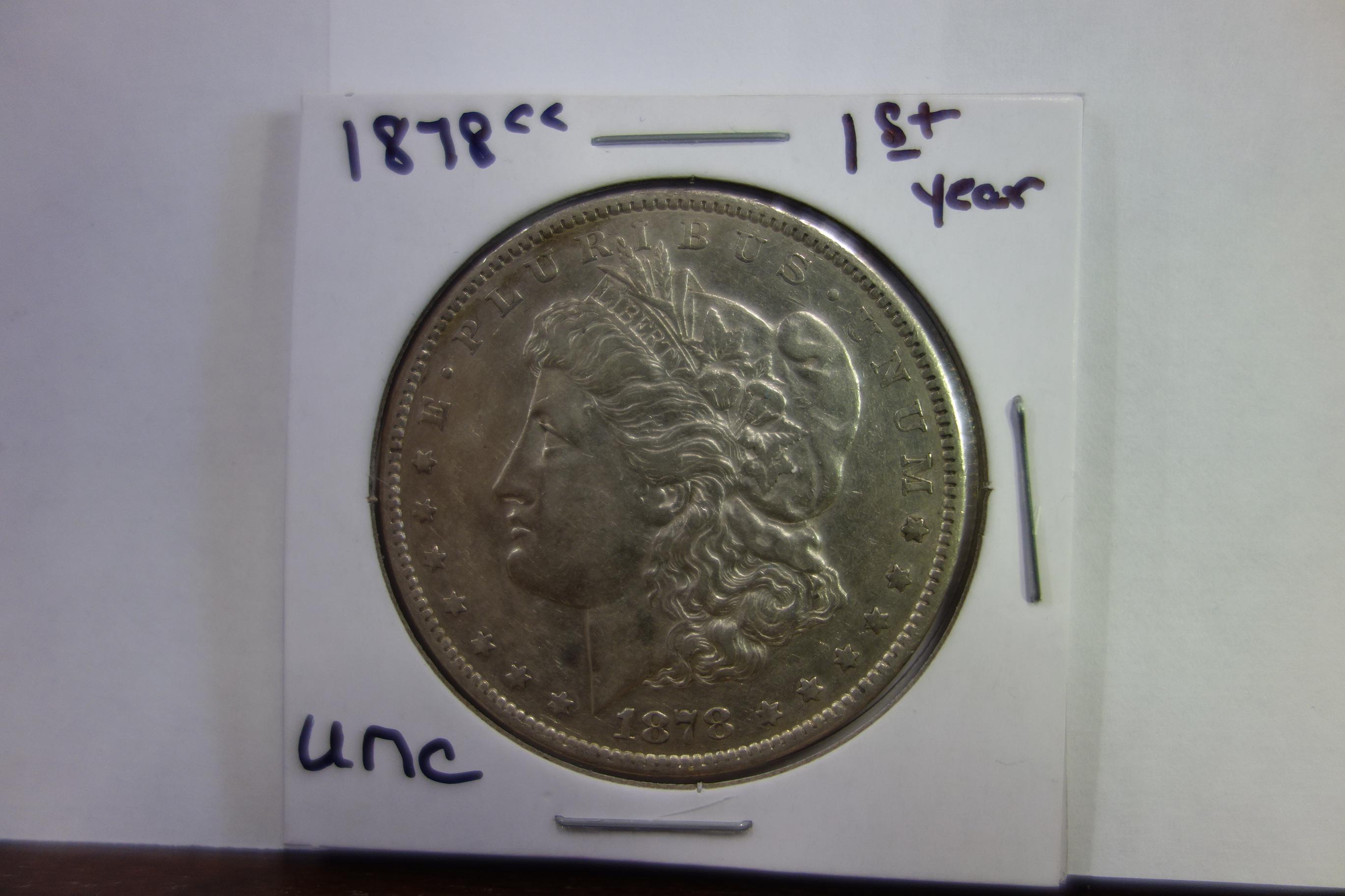 UNCIRCULATED 1878-CC MORGAN SILVER DOLLAR