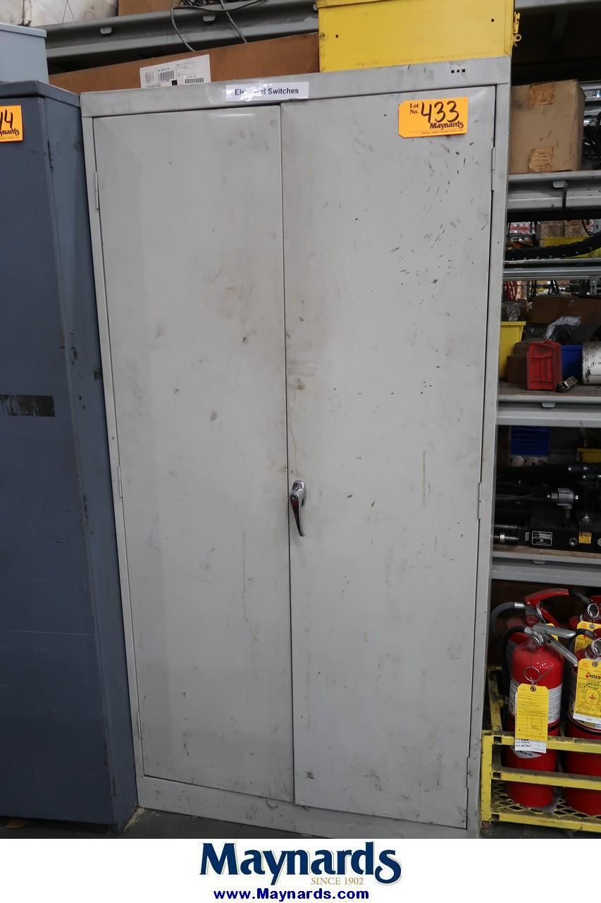 Steel 2-Door Cabinet with Contents of Electrical Supplies