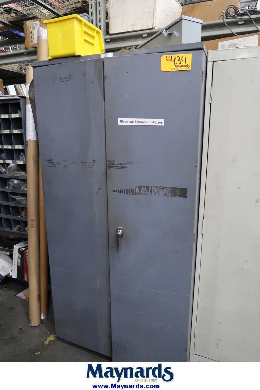 Steel 2-Door Cabinet with Contents of Electrical Supplies
