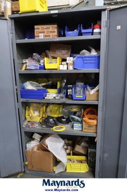 Steel 2-Door Cabinet with Contents of Electrical Supplies