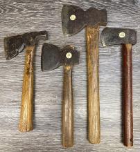 LOT OF (4) OLD HATCHETS / SMALL AXES, circa. Late 19th-20th century