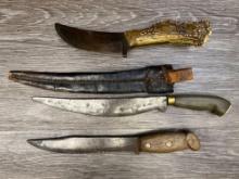 A LOT OF (3) INTERESTING ANTIQUE KNIVES, circa. 19th century