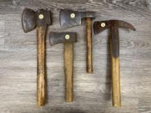 LOT OF (4) OLD HATCHETS / AXES, circa. 19th. Century.