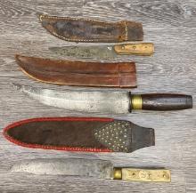 LOT OF (3) ANTIQUE BELT KNIFES, circa. Late 18th-19th century.