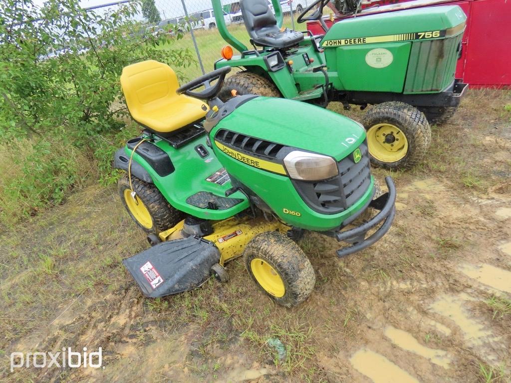 John Deere  D160 Lawn Mower 48 inch cut gas engine, hydro trans. 217 hrs. showing