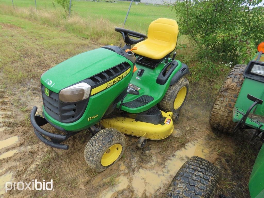 John Deere  D160 Lawn Mower 48 inch cut gas engine, hydro trans. 217 hrs. showing