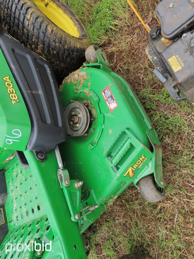 John Deere Zero Turn Mower Z830A, 27hp, Komatsu Motor, s/n TC830AP014147, hours showing 558