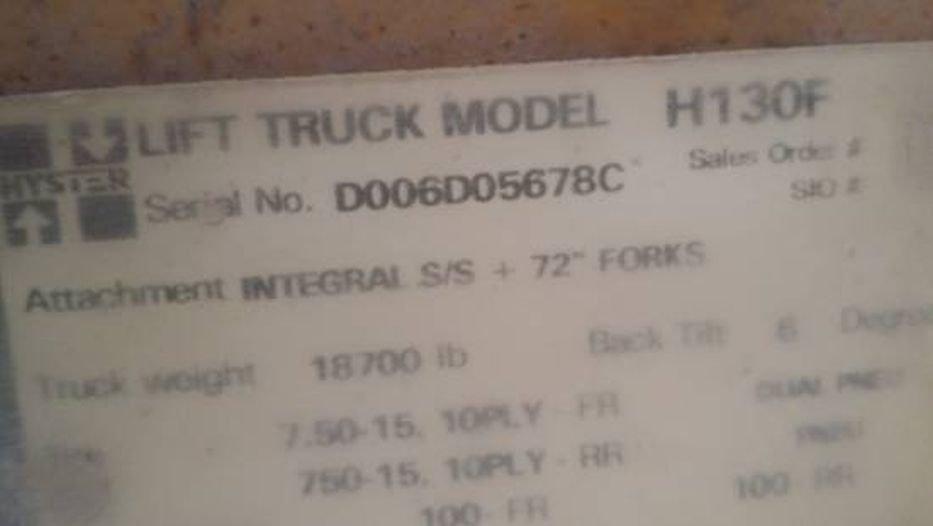 1990 Hyster H130F 13000LB Forklift