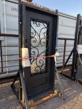 WROUGHT IRON FRONT ENTRY DOOR W/ CENTER OPENABLE GLASS