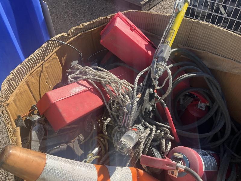 BOX OF FIRE EXTINGUISHER AND MISC
