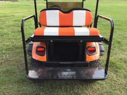 EZ GO ELECTRIC GOLF CART (CUSTOM CLEMSON SCHEME, VIN-3212718, LIFT KIT, EXTENDED TOP, LED