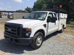 2009 FORD F-250 SERVICE TRUCK W/LADDER RACK (AT, 5.4L PROPANE, 8ft KNAPHEIDE BED, EXT CAB, MILES