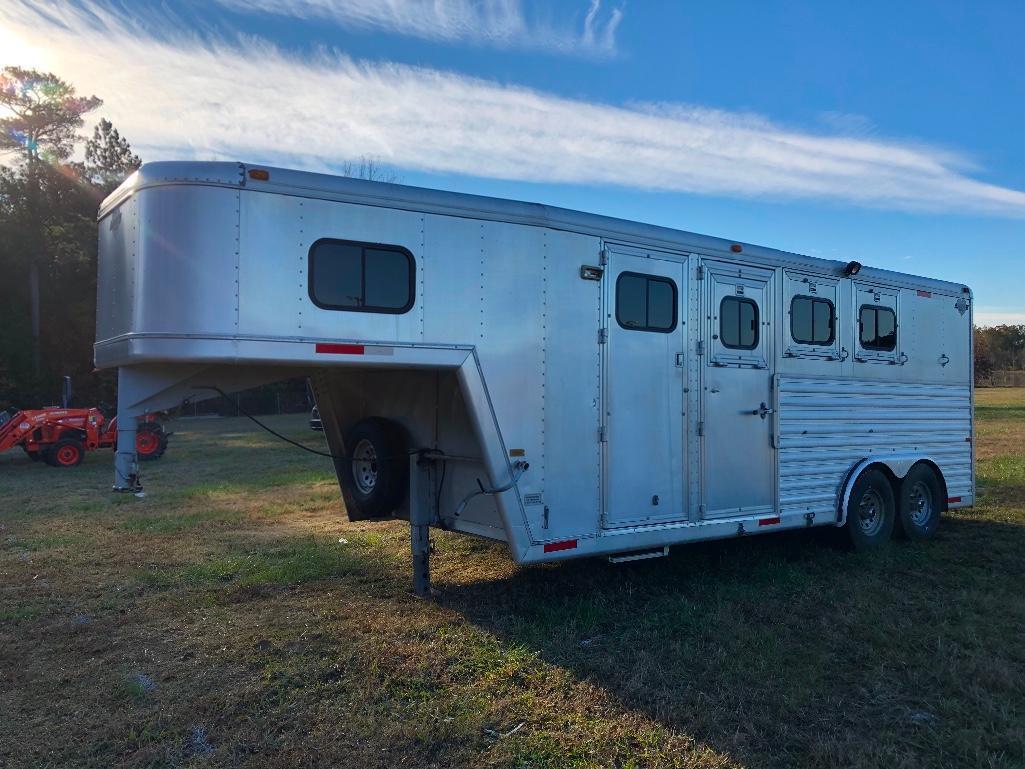 1997 HART ALUMINUM 3 HORSE SLANT TRAILER--NO TITLE (TANDEM 5000LB  BRAKE AX