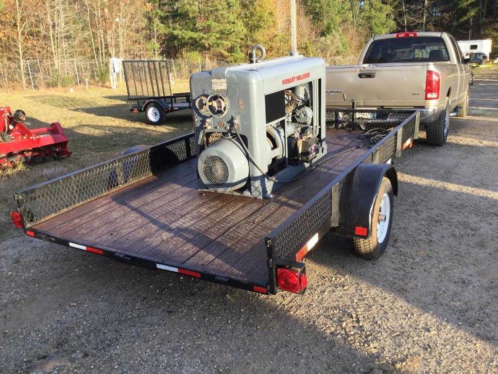 HOBART 250 AMP WELDER MOUNTED ON 6' X 12' SINGLE AXLE TRAILER-NO TITLE