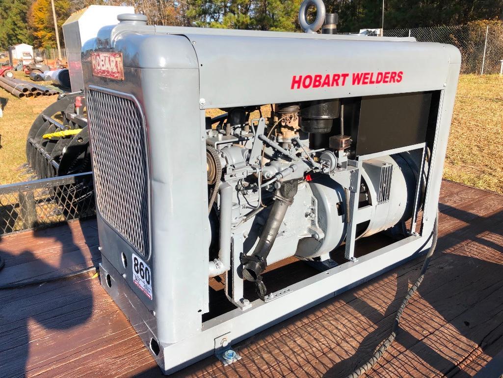 HOBART 250 AMP WELDER MOUNTED ON 6' X 12' SINGLE AXLE TRAILER-NO TITLE