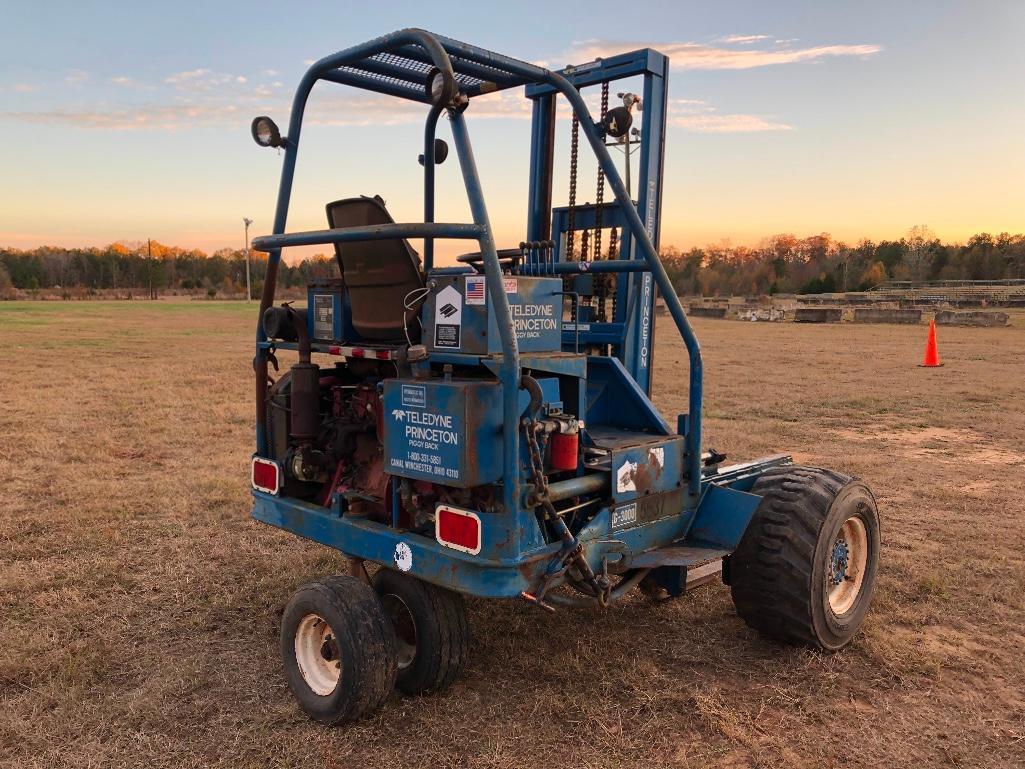 1991 TELEDYNE PRINCETON G3000 PIGGY BACK FORKLIFT (3000LB CAPACITY, FORD 4 CYL GAS MOTOR) - RESERVE