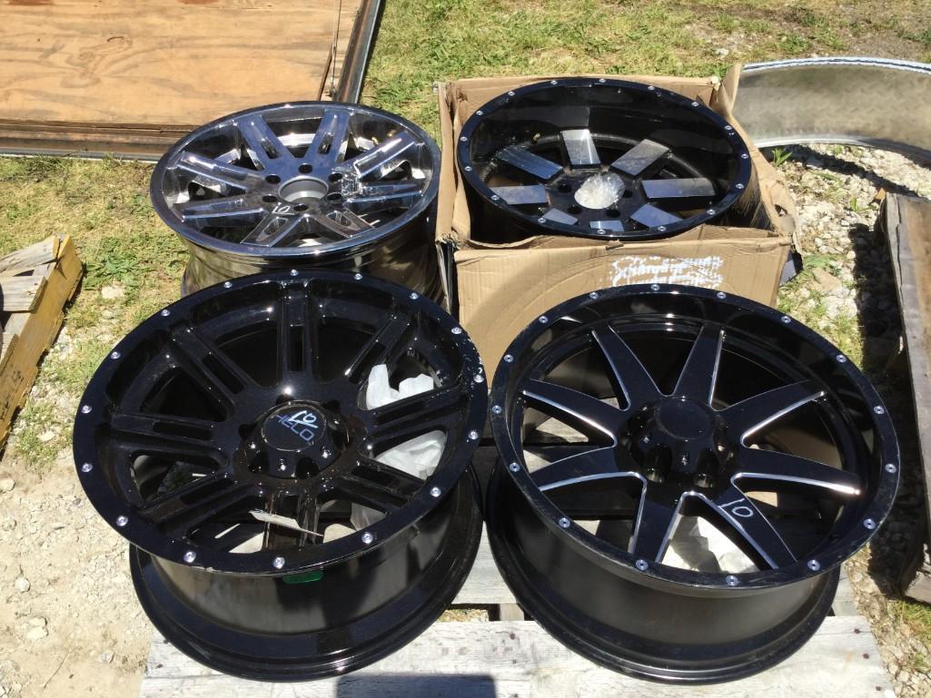 (4) 10"X20" RIMS (3 BLACK/1 CHROME)