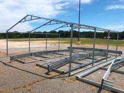GALVANIZED METAL BUILDING FRAME APPROX 20'WX21.5'L (2 WALL SECTIONS & 4 TRUSSES)R1