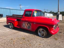 1956 CHEVROLET PKP TRUCK W/HAND PAINTED MURALS ON DOORS & HOOD "LONESOME DOVE" (RESTORED BUILT ON